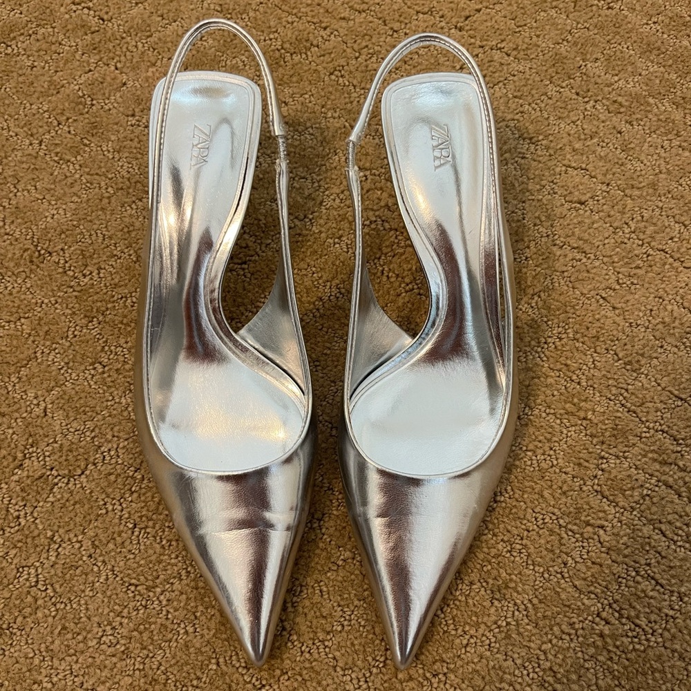 Silver Zara Kitten Heel